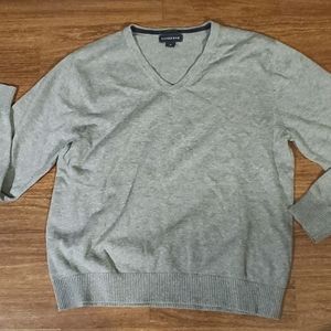 Lands' End Men's V-Neck Gray Pullover Sweater - Size Medium (38-40)